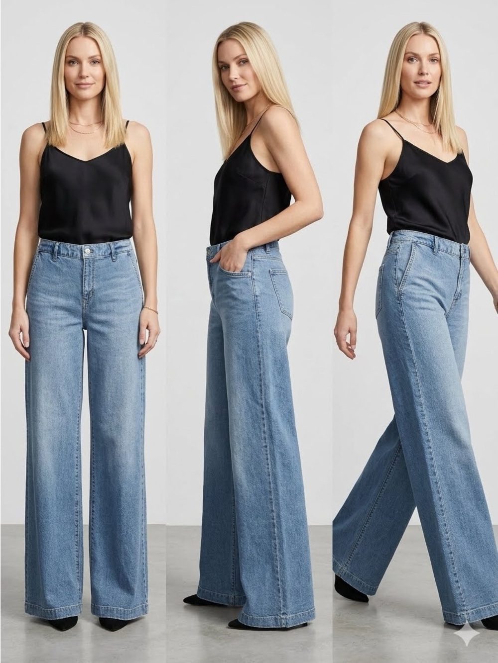 White House Black Market Mid-Rise Palazzo Wide Leg Jeans - Size 8